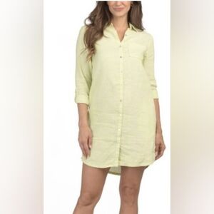 C&C California Women's Lime Linen Shirt Dress Size XS